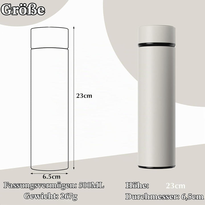 Homealexa 500ml Thermosflasche, Vakuum Isolierbecher Trinkflasche aus 304 Edelstahl, LED-Touchscreen