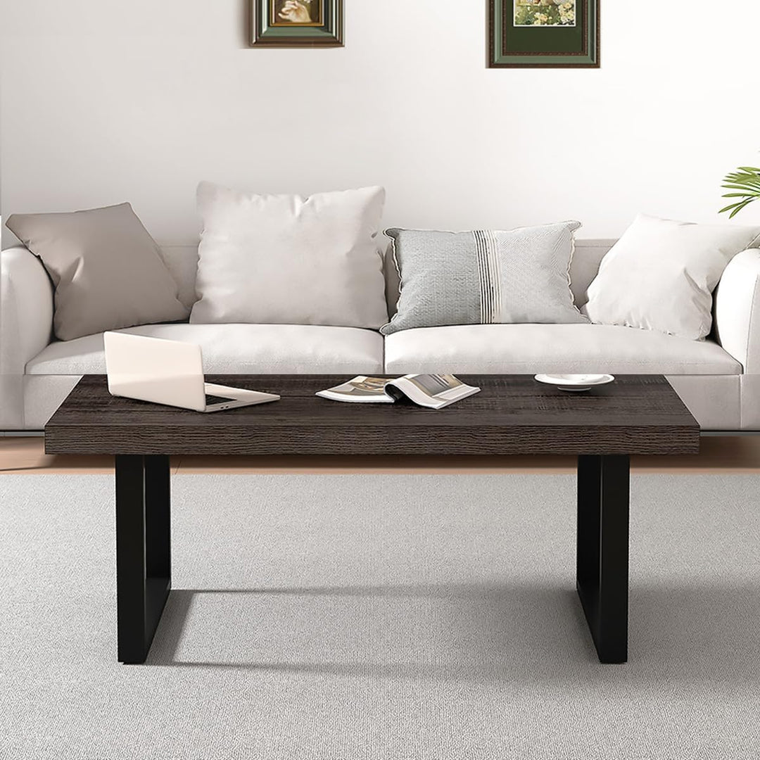IBF Couchtisch Beistelltische aus Holz und Metall Minimalistischer Rechteckiger Holz Wohnzimmertisch