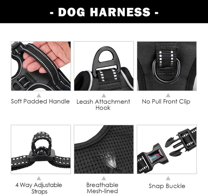 PHOEPET Hundegeschirre ohne Ziehen für kleine Hunde, reflektierende, verstellbare Front-Clip-Weste m