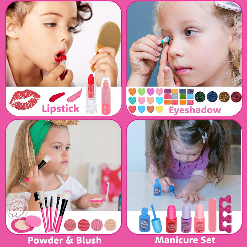 Flybay Make-up für Kinder, Spielzeug, Mädchen, waschbar, Make-up-Koffer für Kinder, Make-up-Koffer f