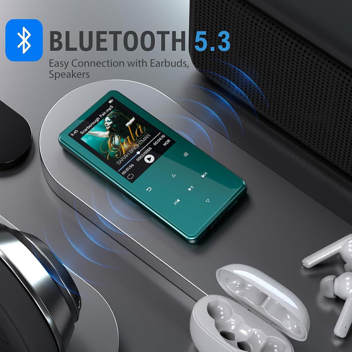 MP3 Player Bluetooth 5.3 64GB mit 2,4" Display, Touch-Tasten &amp; Lautsprecher