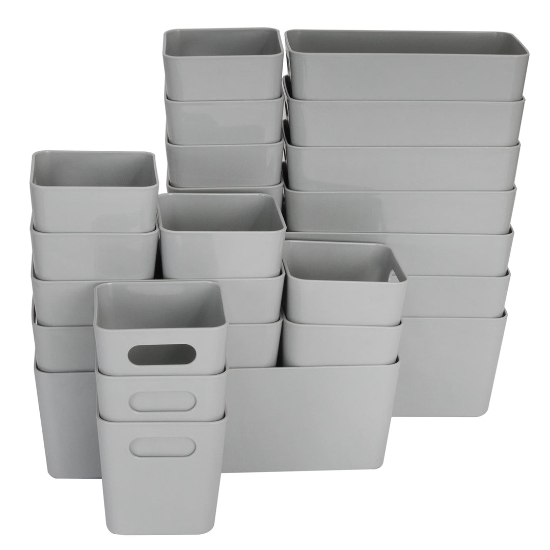 22 Teile Organizer Set - 10 cm hoch - in 3 Grössen - grau - Schubladeneinsatz - passend für Schublad