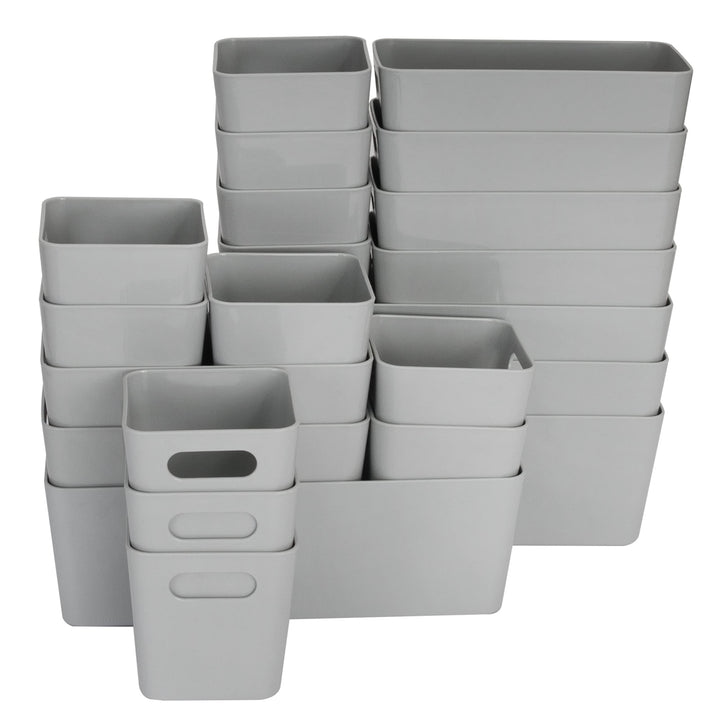 22 Teile Organizer Set - 10 cm hoch - in 3 Grössen - grau - Schubladeneinsatz - passend für Schublad