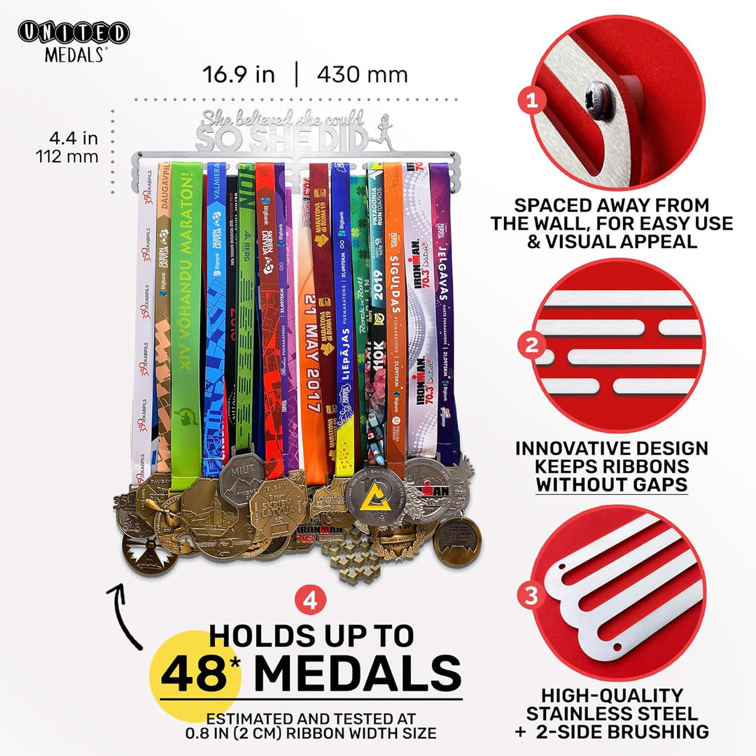 United Medals She Believed She Could So She Did Medaille Kleiderbügel | Edelstahl Medaillenhalter |