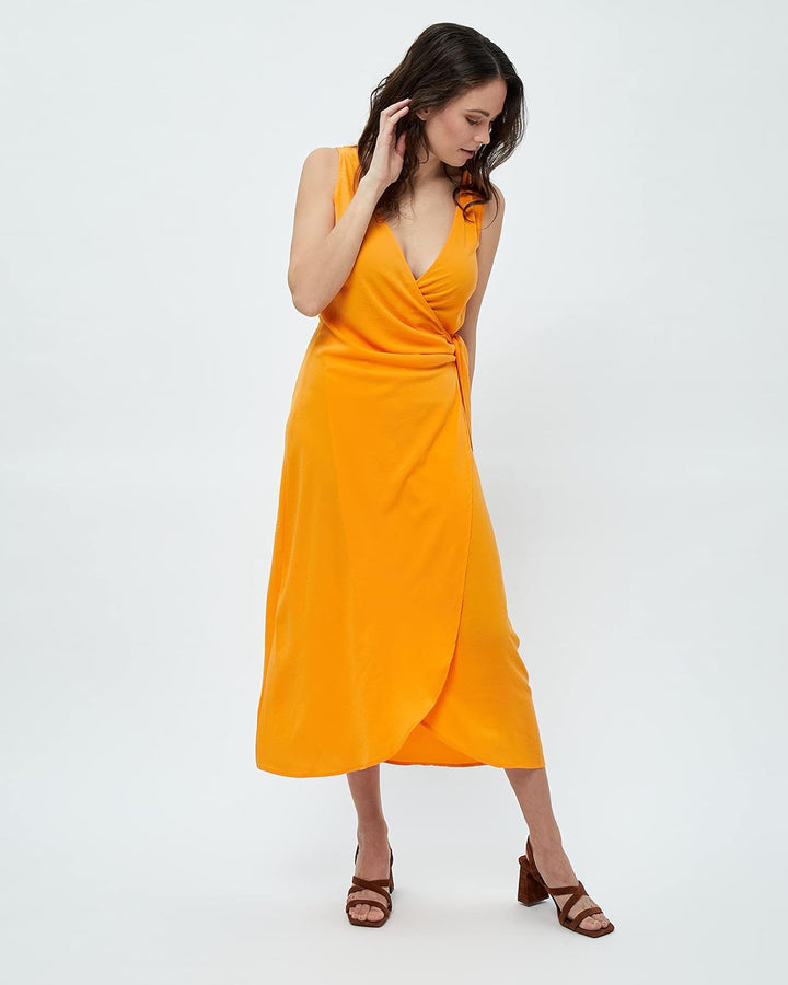 Desires Damen Bianna Mittlerer Ärmelloses Wickelkleid in der Mitte der Wade L 6530 Butterscotch, L 6