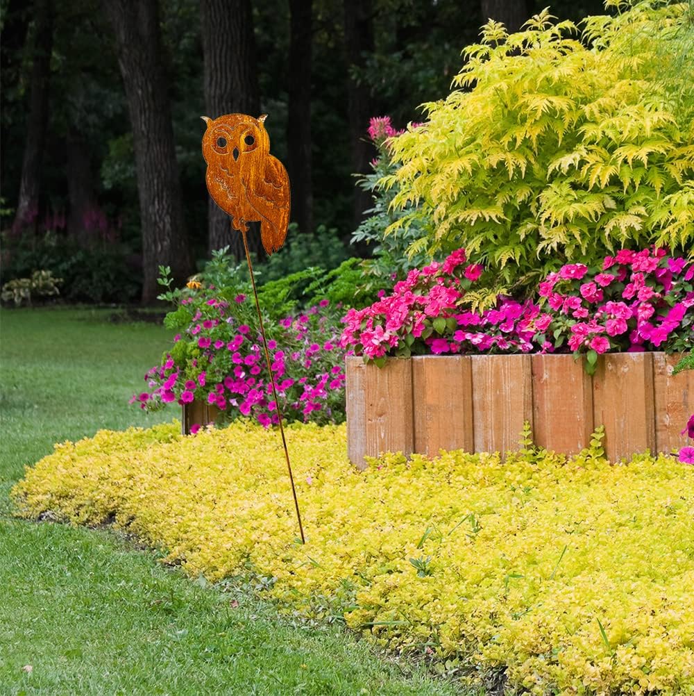Blümelhuber Eule Rost Deko für den Garten - Metall Edelrost Gartenstecker Eulen Figur auch für den B
