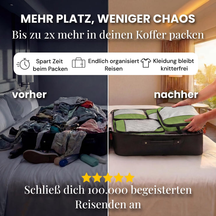 Kleidertaschen Set mit Kompression für Koffer und Rucksack [3-teilig] mit Packbeutel - mehr Platz im