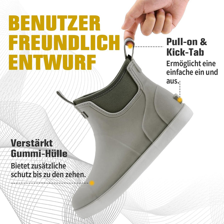 Rumkok Gummistiefel Herren Halbhoch, Grundlegend Wasserdicht Atmungsaktiv Stiefeletten, Anti-Rutsch