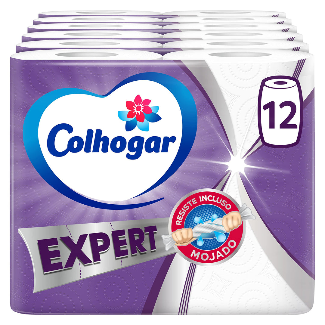 Colhogar Expert 6 x 2, Küchenpapier, vielseitig und robust, Packung mit 12 Rollen, Weiss