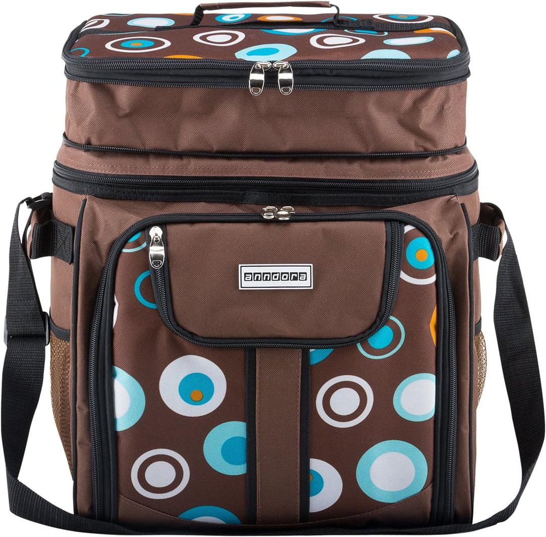 anndora Picknicktasche braun Retro Kühltasche inkl. Zubehör 4 Personen 29 Teile