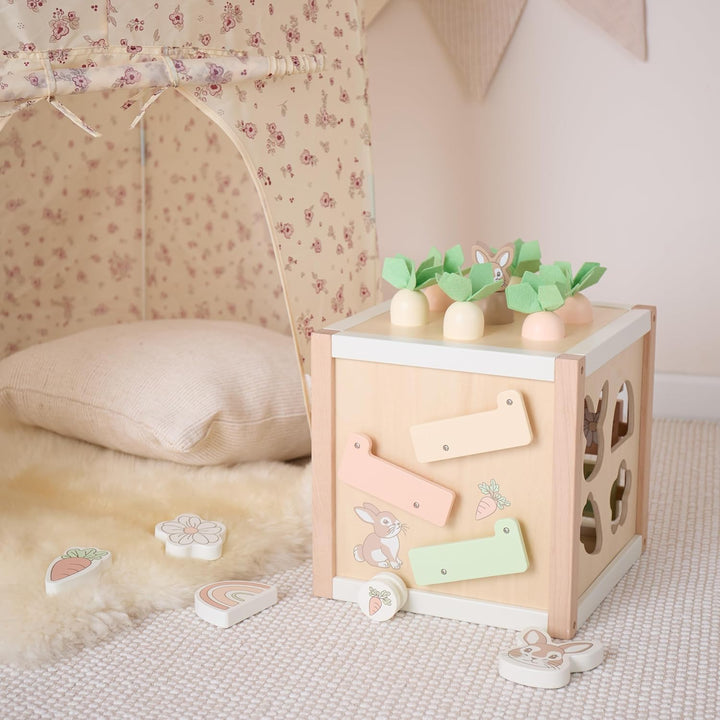 Bieco Motorikwürfel Hase Fine XXL nachhaltiges Holz FSC® | Spielwürfel Baby | Motorikwürfel ab 1 Jah