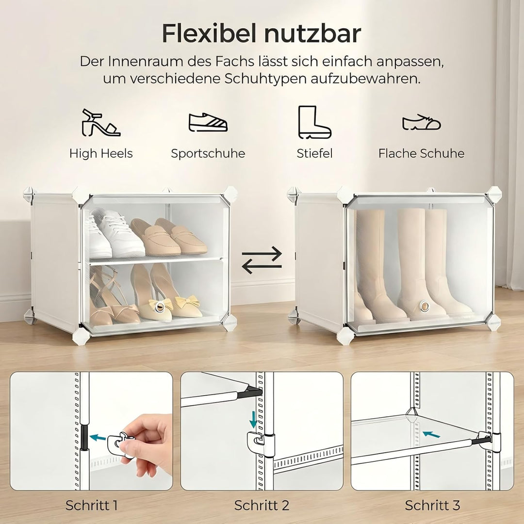 Schuhregal, Schuhschrank mit 12 Fächern, schuhregal hoch und schmal, schuhregal weiss, schuhschrank