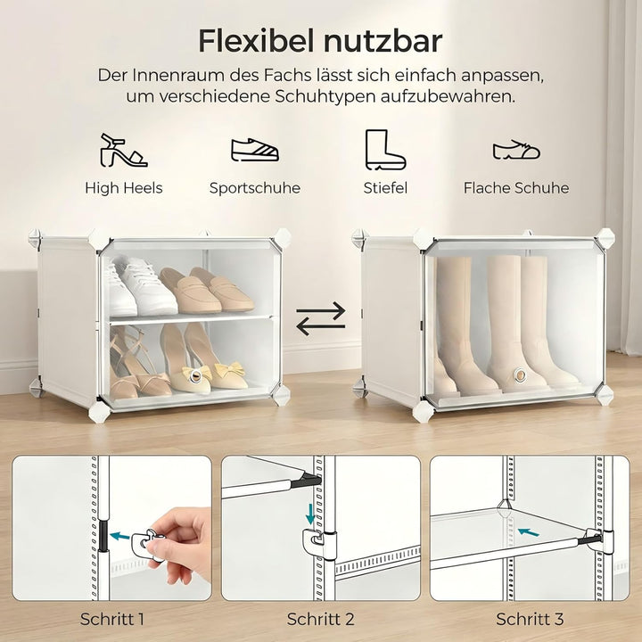 Schuhregal, Schuhschrank mit 12 Fächern, schuhregal hoch und schmal, schuhregal weiss, schuhschrank