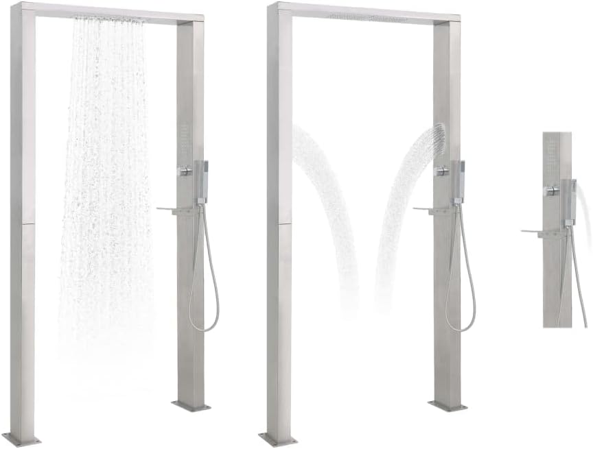 Gartendusche mit Duschkopf Einstellbare Temperatur Pooldusche für Garten Pool Outdoor Edelstahl Dopp