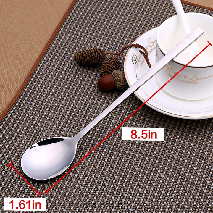 8 Stück Edelstahl 21,6 cm Koreanischer Löffel mit langen Griffen, Reislöffel, asiatischer Suppenlöff
