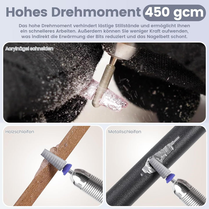 Elektrische Nagelfräser 35000 U/min, Delanie Wiederaufladbare Fräser für gelnägel Nagellack, Manikür