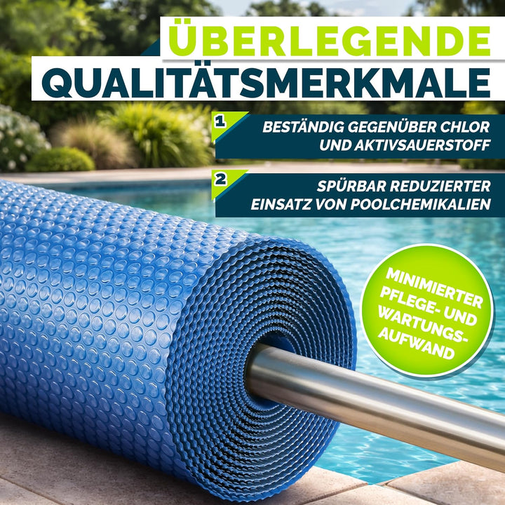 tillvex® Premium Pool Solarabdeckplane 400 µm Rechteckig 800x400 cm | Solarfolie Wärmeplane zuschnei