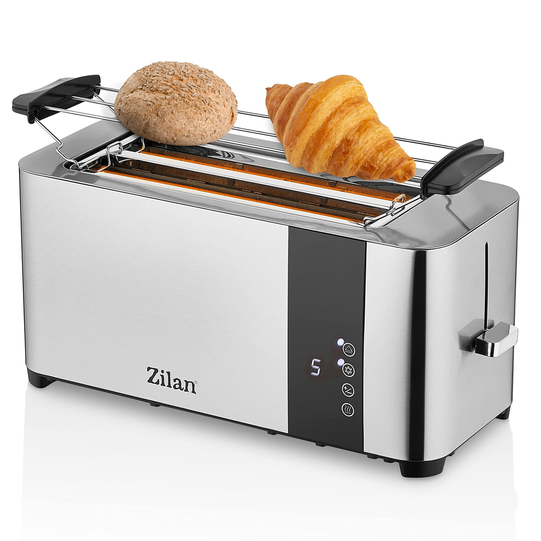 Zilan Toaster 4 Scheiben | Edelstahl | Modern | 7 Stufen | Krümelschublade | LCD Display Touchscreen