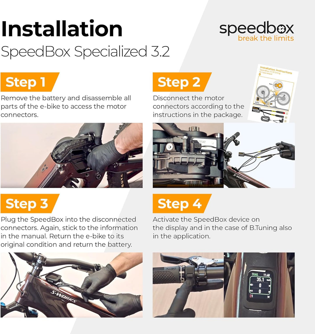 SpeedBox 3.2 B.Tuning mit Bluetooth für Specialized E-Bikes & Motoren 3.1 (einschliesslich S-Works)
