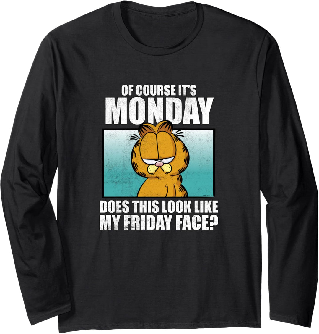 Garfield Natürlich Es Ist Montag… Freitag Gesicht Langarmshirt
