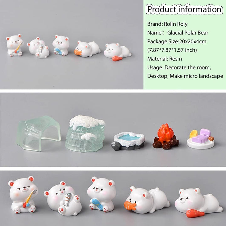 Rolin Roly 10Pcs Mini Bär Figur Miniatur Garten Figuren Micro Landschaft Tiere Feengarten Zubehör fü