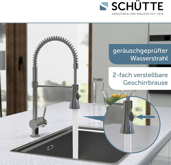 SCHÜTTE 79155 CORNWALL Küchenarmatur, Einhebelmischer mit ausziehbarer Geschirrbrause, 360 Grad schw