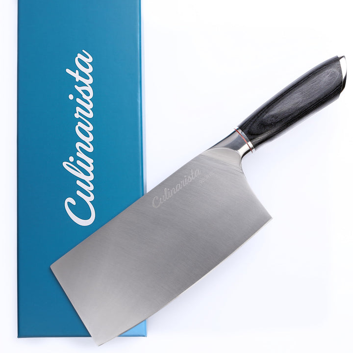 Cleaver – Hackmesser mit 18 cm Klinge aus Edelstahl, Ebenholzgriff, scharfes Profi Küchenmesser für