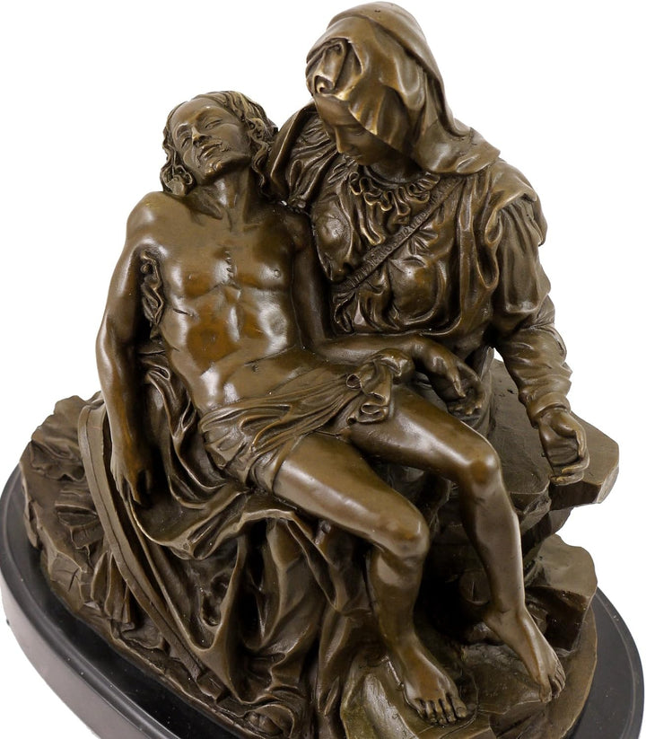 Kunst &amp; Ambiente - Römische Bronzefigur - Pietà (1499) - signiert - Michelangelo Skulptur - Echte Br