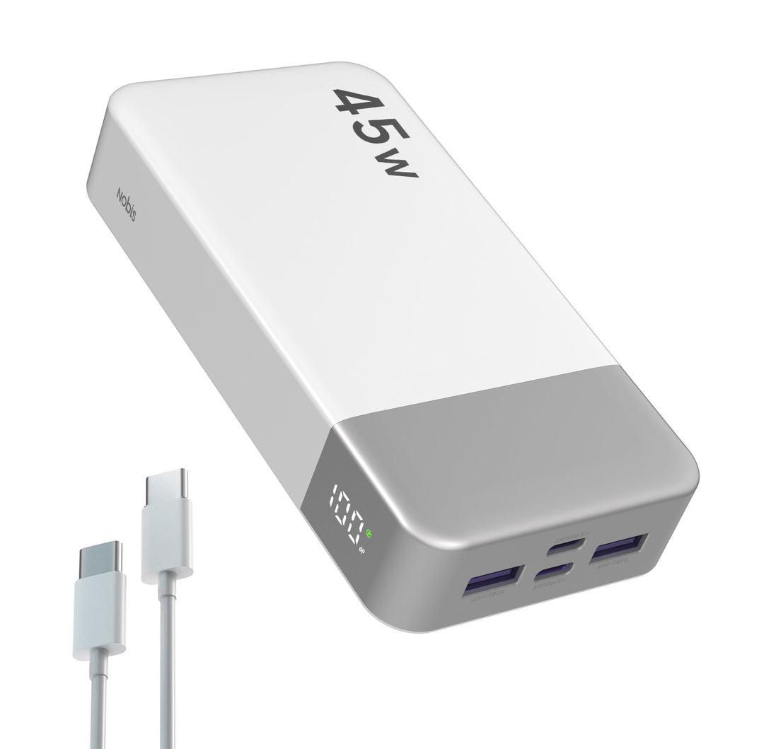 NOBIS Power Bank, Powerbank 20000mAh, 45W Externe Handyakkus Schnellladen, Externer Akku mit C zu C