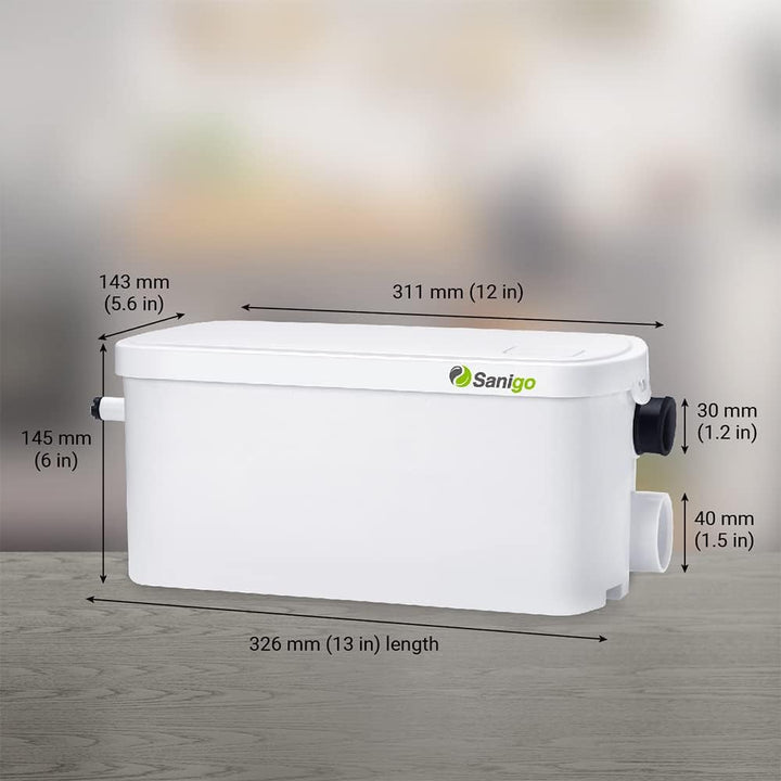 Sanigo SANI-S250C Sanitärzerkleinerer, leiser Abfallpumpe, Hebepumpe, Dusche mit zwei Eingängen, Kup