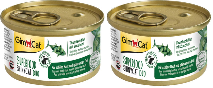 GimCat Superfood ShinyCat Duo Thunfisch mit Zucchini - Katzenfutter mit saftigem Filet ohne Zuckerzu