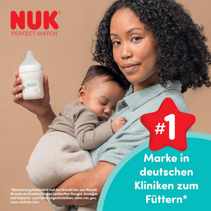 NUK Perfect Match Babyflaschenset | Ab 3 Monate | Passt sich dem Baby an |Temperature Control | Anti
