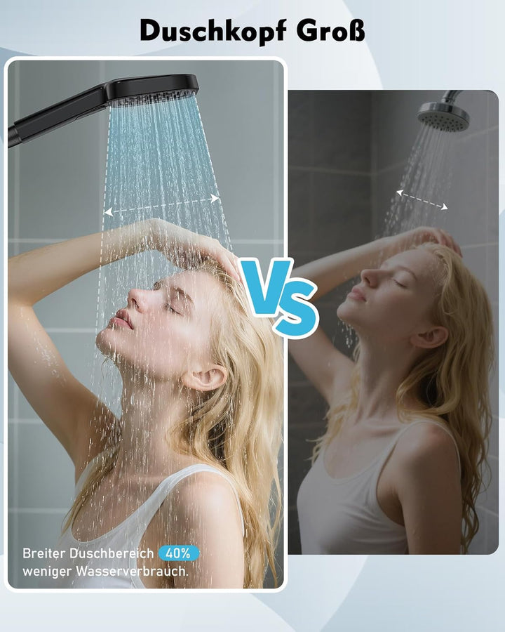 Buycard Duschkopf Schwarz,Duschkopf Gross(Φ135mm) mit 3 Strahlarten, Duschbrause für Duschkopf Wasse