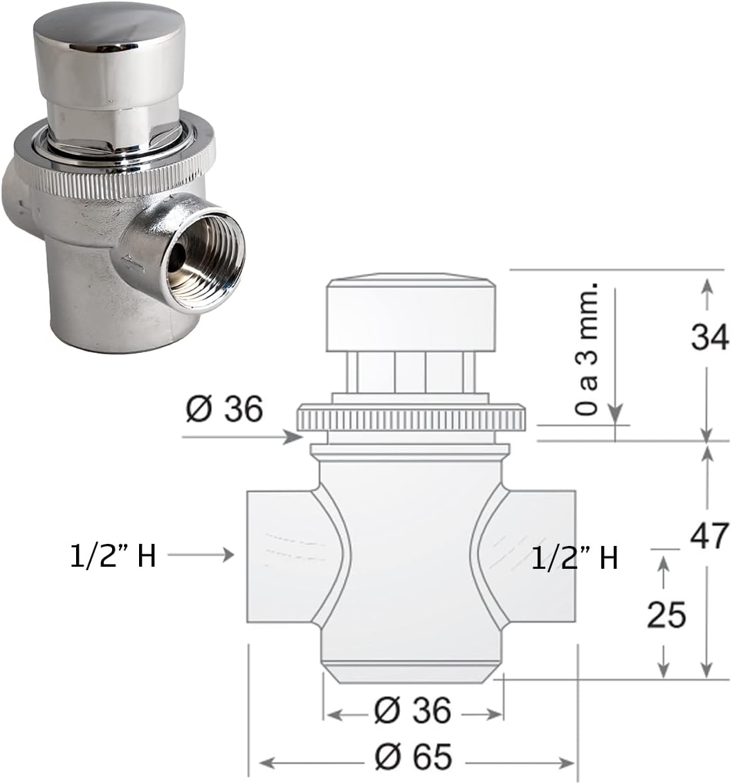 Chrom-Timer-Armatur für Waschbecken, für Gastronomie und Industrie.