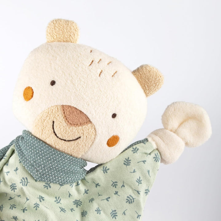 sigikid 39770 Schnuffeltuch Tiercharakter Bär, Mint/weiss