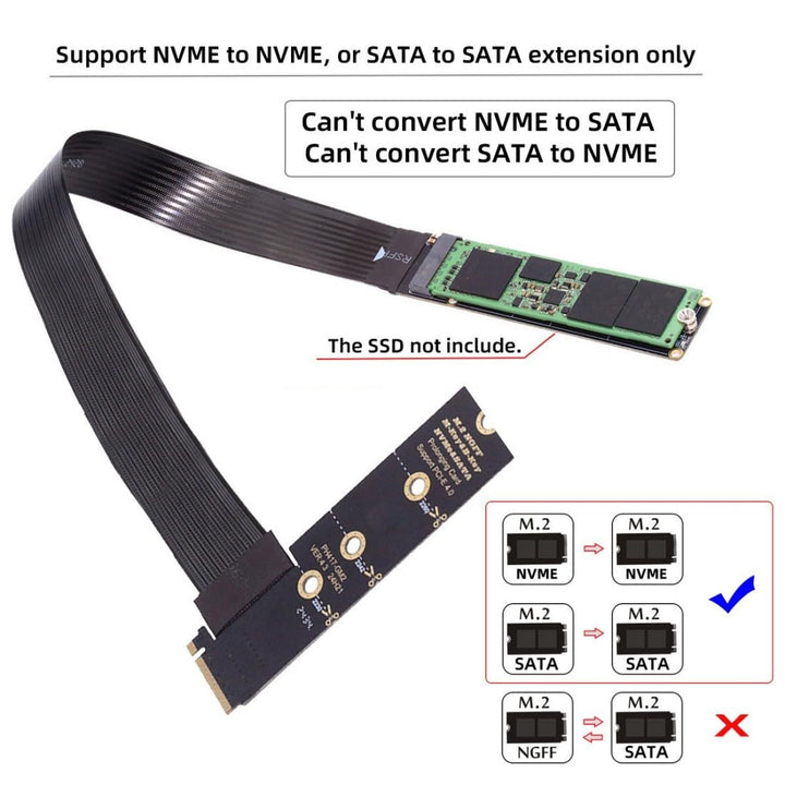 chenyang PCIE 3.0/4.0 M.2 NVME/NGFF SSD 90 Grad abgewinkeltes Band Flex Verlängerungskabel 30cm für