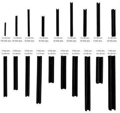 Hohl Federstifte Sicherungsring Hohlsplinte Sortimentskasten Grössen ø 2,0-10 mm 450-tlg. (im Aufbew