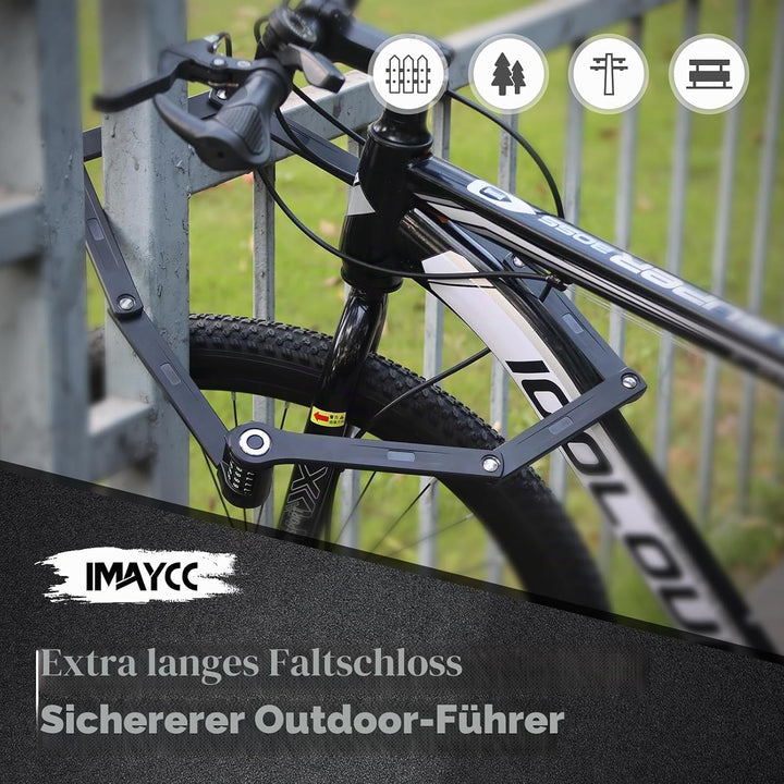 IMAYCC Fahrradschloss Faltschloss Hohe Sicherheit, 120CM Faltschloss Fahrrad Zahlenschloss, Robustes