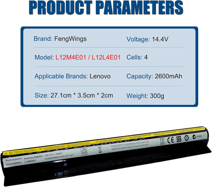 FengWings® 2600mAh Akku Ersetzen Für L12L4E01 L12S4E01 L12M4E01 L12M4A02, Ersetzen Für Lenovo Z50 Z5