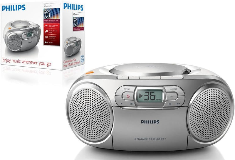 Philips AZ127/12 CD-Soundmaschine, CD Player Tragbar (Radio UKW, CD, Kassettendeck, Dynamic Bass Boo