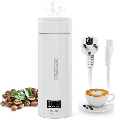 Flintronic Reise Elektrisch Wasserkocher, 380ML Mini Electric Kettle, 220 V/ 300W Thermoskanne, 304