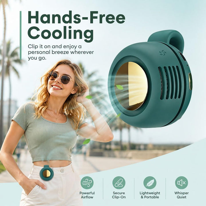Tragbarer Clip Ventilator, Leiser Mini Ventilator ohne Flügel, mit 3 Geschwindigkeiten & 360° Drehba