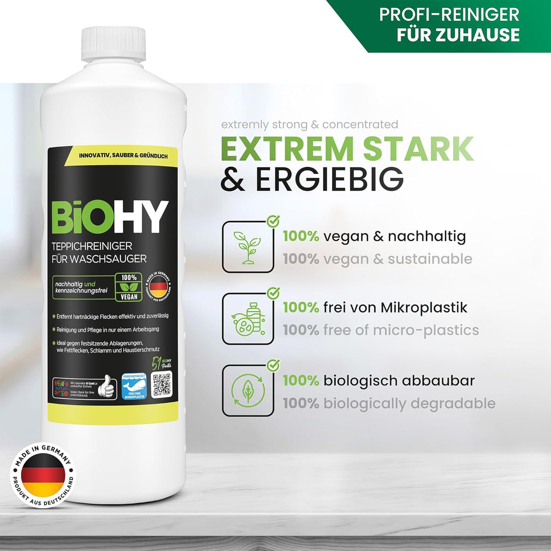 BiOHY Teppichreiniger für Waschsauger (6 x 1 Liter) | geeignet für alle Waschsauger | entfernt Fleck