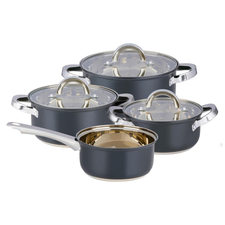 alpina Induktions-Topfset 4-teilig – Edelstahl Kochtöpfe mit Glasdeckel – Kochtopfset Geeignet für A
