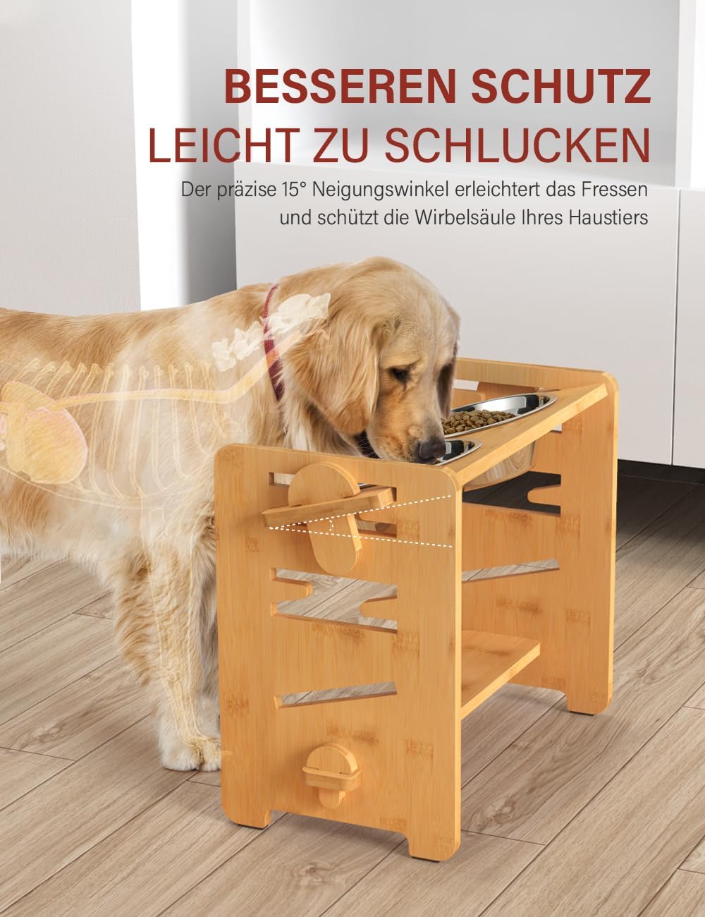 Vantic Hundenapf erhöht mit Ständer, einstellbare Futternapf Hund Erhöht für Grossen Hunde, haltbar