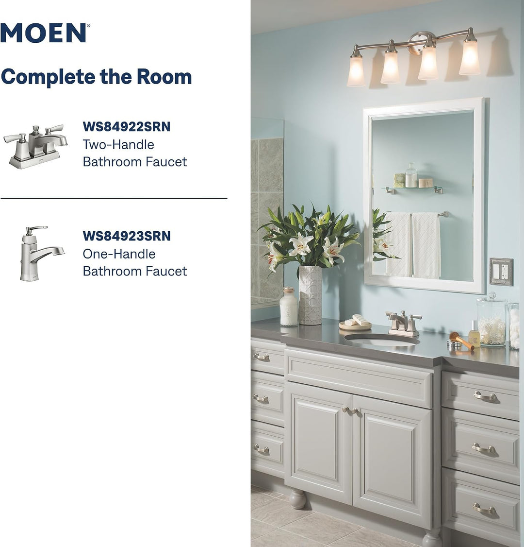 Moen 82922SRN Conway Einhandgriff Posi-Temp Wannen-/Duscharmatur, Spot Reset Nickel gebürstet, Spot