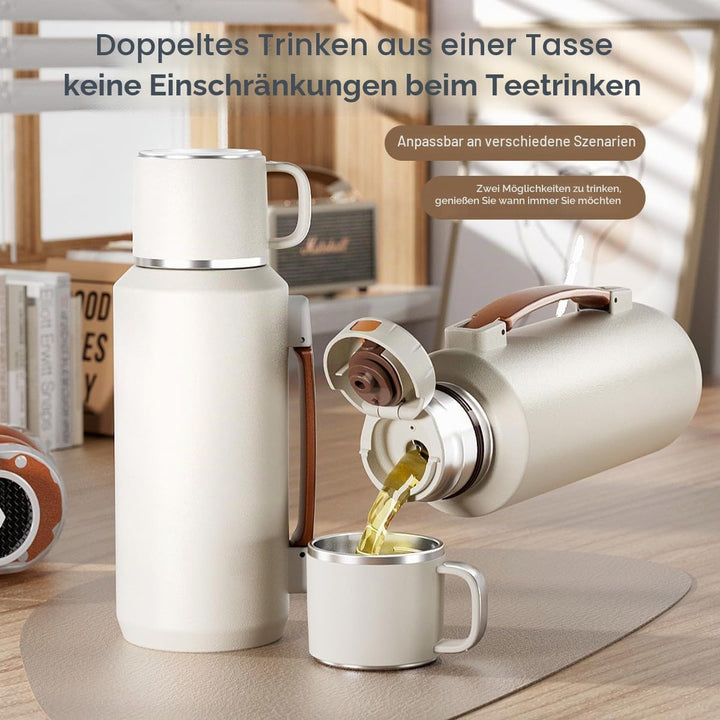 Simcat 1500ml-Thermoskanne aus Edelstahl 316, mit Becher | Hält 24 Stunden, Isolierbecher, Separater