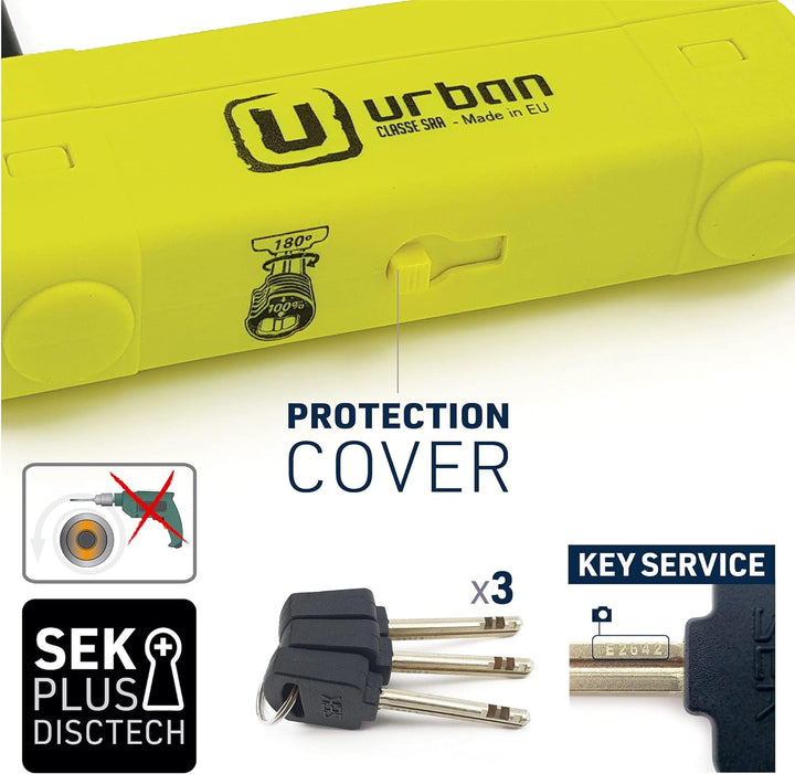 Urban Security UR120220 Diebstahlsicherung Vorhängeschloss U Hochsicherheitsgeprüft durch SRA Doppel