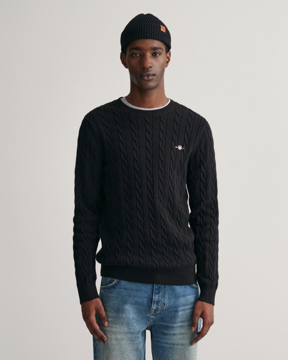 GANT Herren Cotton Cable C-Neck Pullover L Cream, L Cream