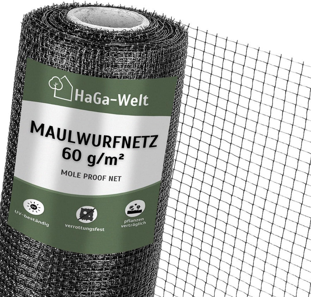 Haga Maulwurfnetz - Maulwurfschutz - gegen Maulwurfshügel - Rasenschutz für den Garten - aus Kunstst